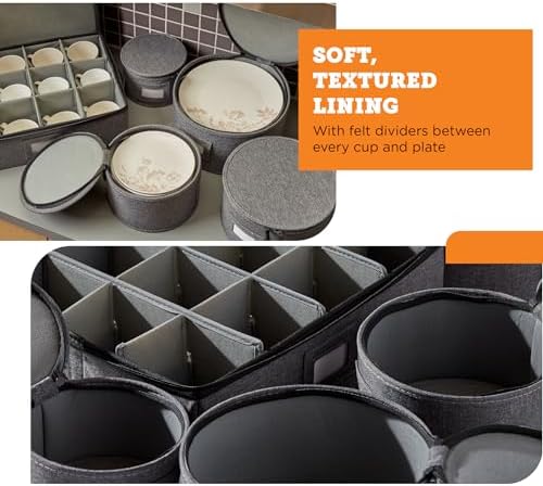 storageLAB 5-Piece Premium China Storage Set | Plates & Mugs | Gray