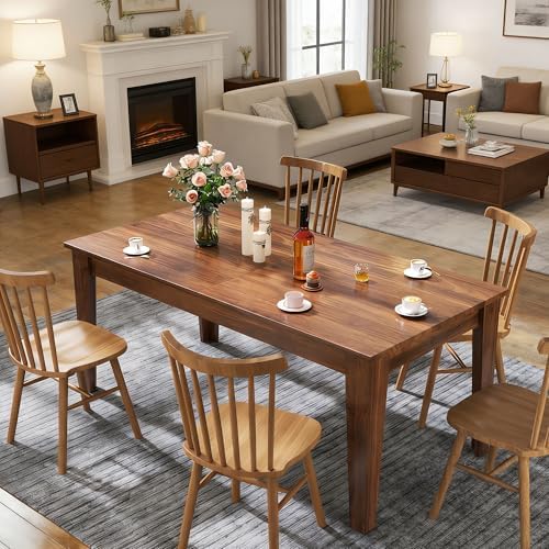 71" to 106" Expandable Dining Table, Modern Large Table for 6-10 People, Space-Saving Extendable Kitchen & Office Table, Brown