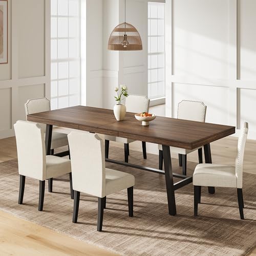 Garvee 87" Heavy Duty Kitchen Table, 10 Person Dining Table, Brown