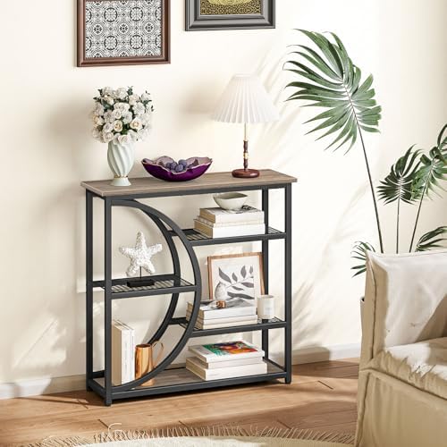 Snughome Entryway Table, Narrow Console Table, Industrial Sofa Table with 5 Tier Storage Shelves, Entrance Table for Hallway, Behind The Couch, Living Room, Foyer, Grey