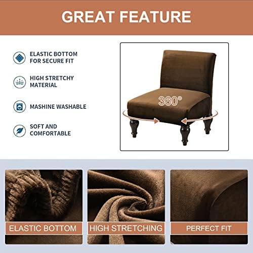 Eco-Ancheng Armless Chair Slipcover Removable Armless Accent Chairs Covers Washable Armless Slipper Chair Slipcover Printed Armless Chair Furniture Protector Covers for Living Dining Room Hotel