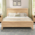 AMERLIFE Queen Wood Bed Frame with Fluted Headboard & Footboard, Oak