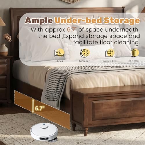 Queen Bed Frame with 53" Tall Headboard and Storage Bench, Solid Wood Queen Size Platform Bed with 64" Footboard Storage Chest,Heavy Duty Slats System,No Box Spring Needed, Wanlut