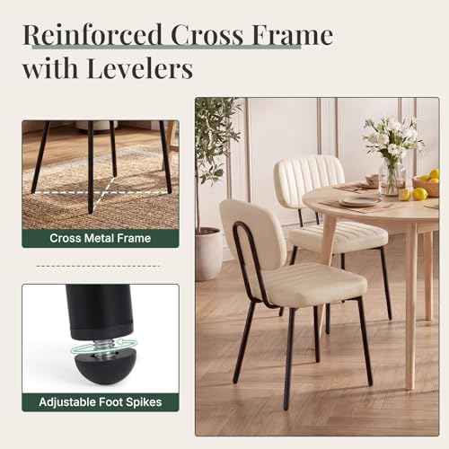 Dining Chairs Set of 2, PU Leather Upholstered Kitchen Chairs