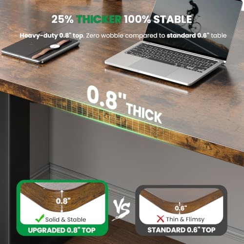 Electric Standing Desk Adjustable - 55 x 24 Inch Sit Stand up Desk with 0.8 Inch Thick Tabletop - Adjustable Height Table with 3 Memory Preset, Cable Management for Home Office