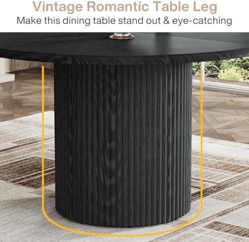 Tribesigns 47" Round Dining Table for 4, Farmhouse Kitchen Table with Metal Base, Modern Small Dinner Table for Dining Room,Kitchen (Chairs Not Included)