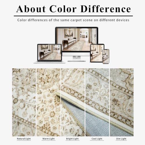 HY HAOYUNLAI Washable Neutral 3x5 Area Rug Living Room Non-Slip Carpet