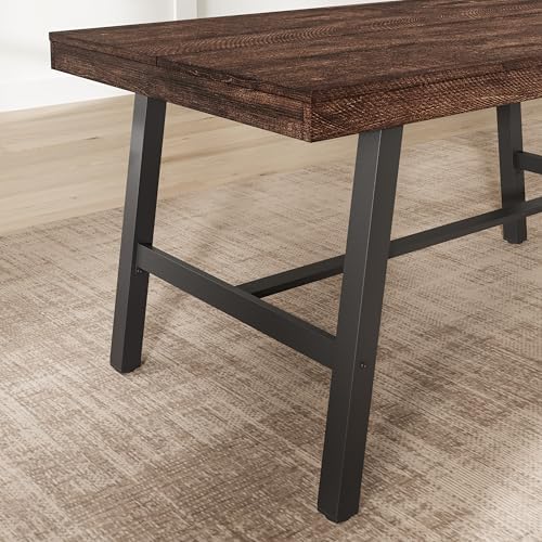 GarveeHome Industrial Dining Table for 2-4, 55" Heavy Duty Rectangular Kitchen Table with 2"×2" Metal Legs, Small Space Dining Table for Kitchen, Dining Room (Rustic Birch, 55" Non-extendable)
