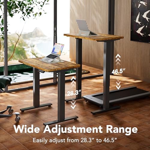 HUANUO 48x24 Inch Electric Standing Desk, Height Adjustable, Rustic Brown