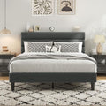 Fluest Full Bed Frame, Platform Bed Frame with Velvet Upholstered Headboard, No Box Spring Needed, Sturdy Metal Support, Noise Free, Easy Assembly, Modern Bedroom Furniture, Grey