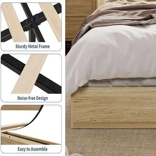GarveeHome Wood Platform Bed Frame, Full Bed Frame Without Headboard