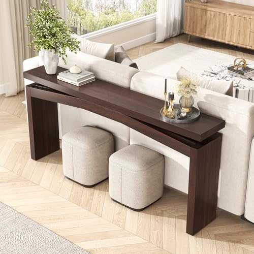 Epecoya Modern Dark Brown Console Table for Living Room, 63 Inch