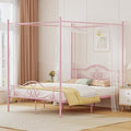 Full Canopy Bed Frame with 4 Posters, Full Size Bed for Kids Girls Adults