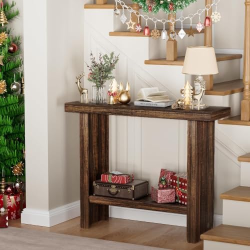 LIFECHOVY Farmhouse Wood Entryway Table Narrow Console Tables with Storage