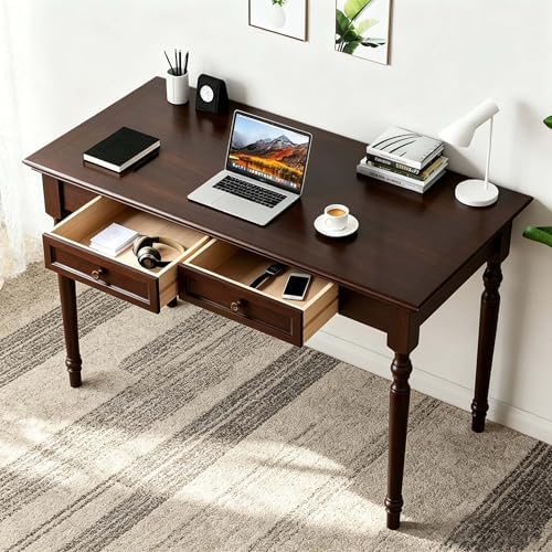 Walnut Writing Desks with Drawers, 47" French Country Style
