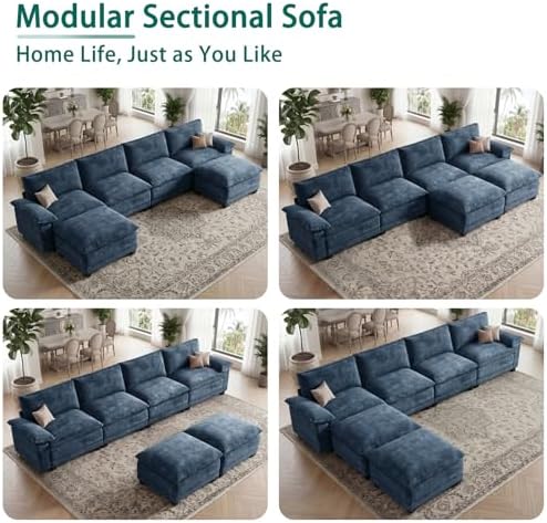 140" Modular Sectional Couch, U Shaped Cloud Sofa for Living Room