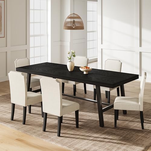 Garvee 87" 10 Person Dining Table, Industrial Kitchen Table, Black
