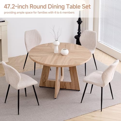 Round Dining Table Set for 4, Kitchen Table and Chairs