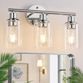 Zarbitta 3-Light Bathroom Light Fixtures, Chrome Bathroom Wall Light with Clear Glass Shade, Bathroom Wall Lamp for Mirror Kitchen Living Room Hallway Cabinet
