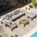 Aluminum Modular Outdoor Patio Furniture Set, Lounge Sectional with Table
