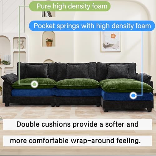 Oprisen 120" Modular Sectional Sofa, Comfy Deep Cloud Couch with Ottoman