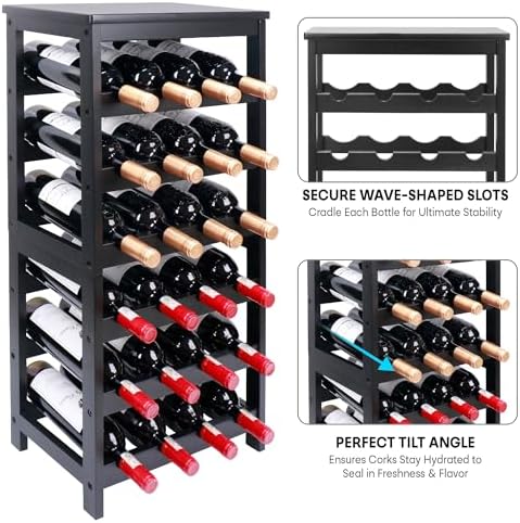 Wine Rack Freestanding Floor, 6-Tier Display Wine Storage Shelf