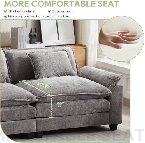 Oprisen 86" Modular Sectional Sofa, Comfy Deep Cloud Couch with Ottoman