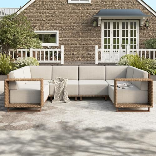 HERA'S HOUSE 6-Piece Patio Sectional Furniture Set with 10" Thick Cushions