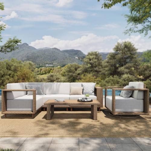HERA'S HOUSE 6-Piece Patio Sectional Furniture Set with 10" Thick Cushions