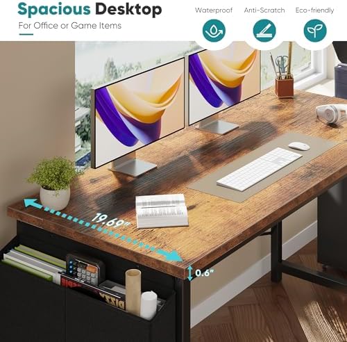OLIXIS Computer Desk, 55 Inch Gaming Desks for Home Office Small Spaces