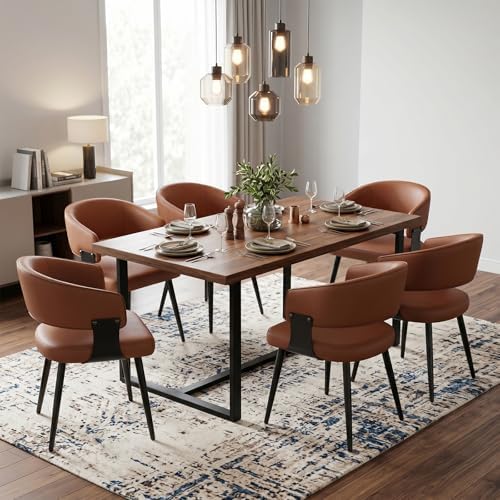 Dining Chairs Set of 6, Modern Faux Leather Kitchen Chairs