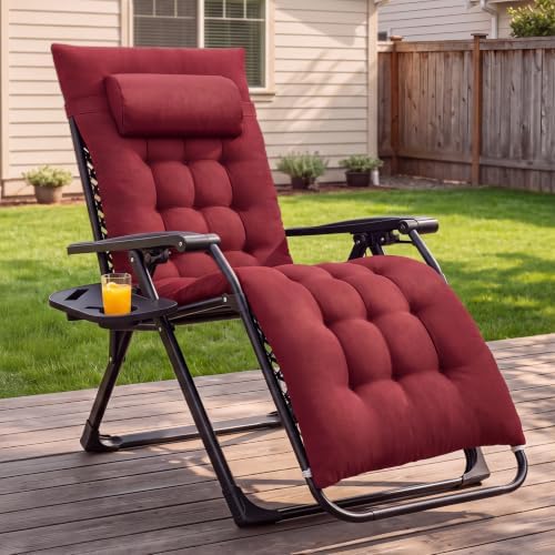 NEWBULIG Zero Gravity Chair, Folding Patio Recliner with Cup Holder Trays