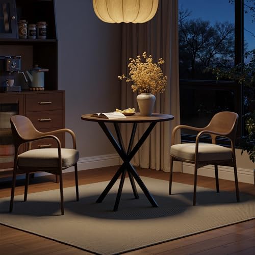 Unovivy 31.5" Small Round Dining Table for 2-4 Natural Oak Dinner Table
