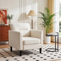 Kromax Accent Chair for Living Room, Comfy Upholstered Armchair, White