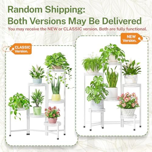 iDavosic.ly Plant Stand Indoor Outdoor, 6 Tier Iron Corner Shelf, White