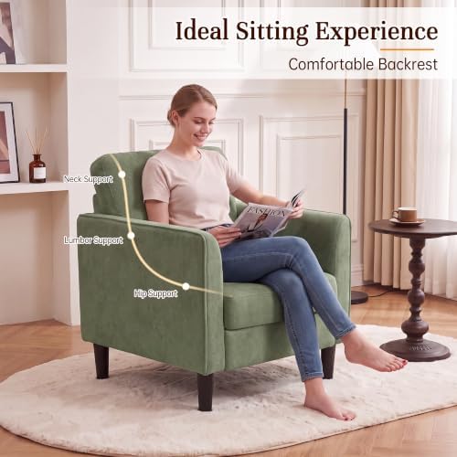 Kromax Accent Chair for Living Room Set of 2, Comfy Reading Armchair, Green