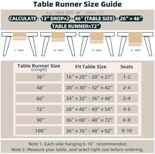 FEXIA Boho Table Runner for Fall Home Decor 12x36 Rustic with Tassels