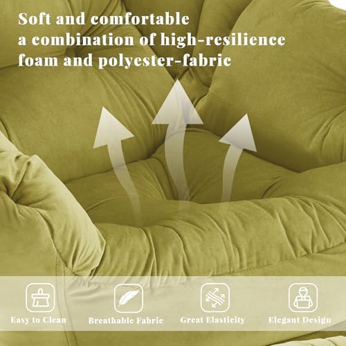 Lazy Chair with Ottoman, Comfy Reading Chair, Olive Green