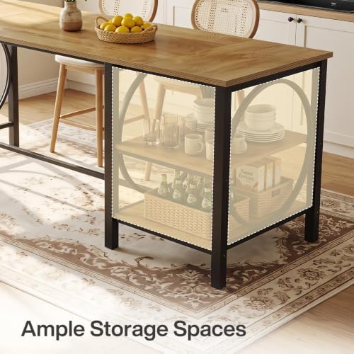 Tribesigns 79-Inch Bar Table, Counter Height Dining Table with Storage