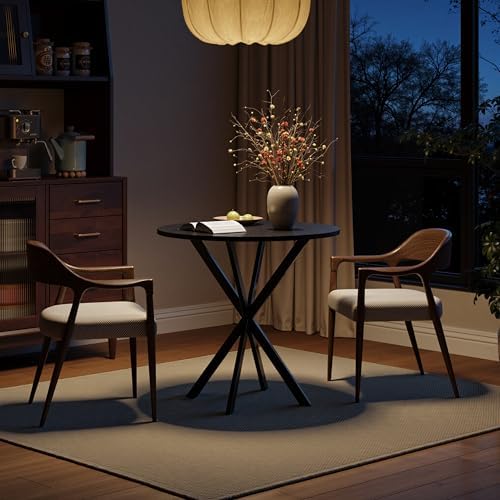 Unovivy 31.5" Small Round Dining Table for 2-4 Black Dinner Table