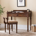 Mid Century Modern Desk with Baffle and Drawers, Vintage Solid Wood Writing Desk Stool Set for Small Space, Bedroom, Living Room, Makeup Vanity Console Table (31.5in(80cm),with Chair)