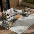 ZANDOR Aluminum Outdoor Patio Furniture Set with Table,5 Seat, Silver