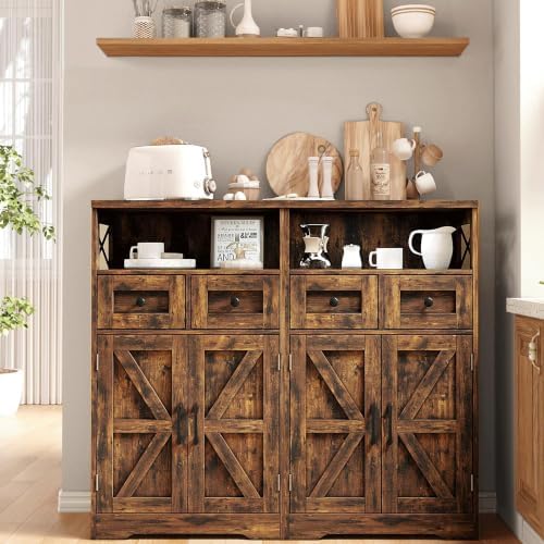 Farmhouse Storage Cabinet Set of 2, Small Kitchen Pantry Coffee Bar Cabinet