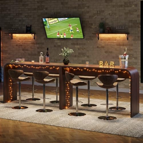 Curved Counter Height Bar Table, Narrow High Top Pub Dining Table - Walnut