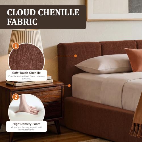 DNYN Queen Cloud Bed Frame with Cushion Headboard and 360° Foam Surround