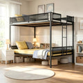 PVWIIK Queen Over Queen Bunk Bed for Teens,Black