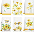 Redbaker 6 Pcs Sunflower Kitchen Towels Yellow Daisy Dishcloth Decorative