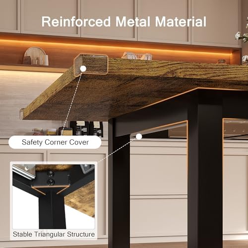 Einhomn Extendable Dining Table for 4-6, 63" Modern Kitchen Table, Farmhouse Dining Room Tables for Dining, Kitchen, Office, Living Room, Rectangular Wooden Tables, Space Saving (Rustic Brown)