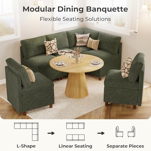 SITJOY Breakfast Nook Bench with Storage, Green, 6 Seat (1 Corner)