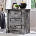 Aitjunz 26" Tall Nightstand w/Charging Station, 3 Drawers, Light Grey